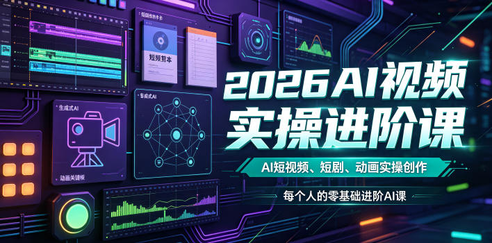 2026AI视频实操进阶课，AI短视频、短剧、动画实操创作，每个人的零基础进阶ai课(更新0825)-海淘下载站