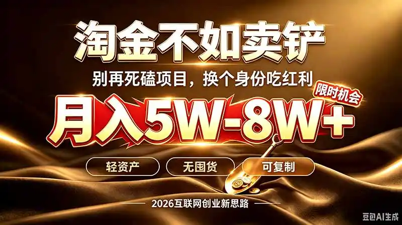 别再傻乎乎埋头跑项目!互联网真正赚钱逻辑:做卖铲人,拒绝当韭菜,逆风翻盘月入5-8W+-海淘下载站