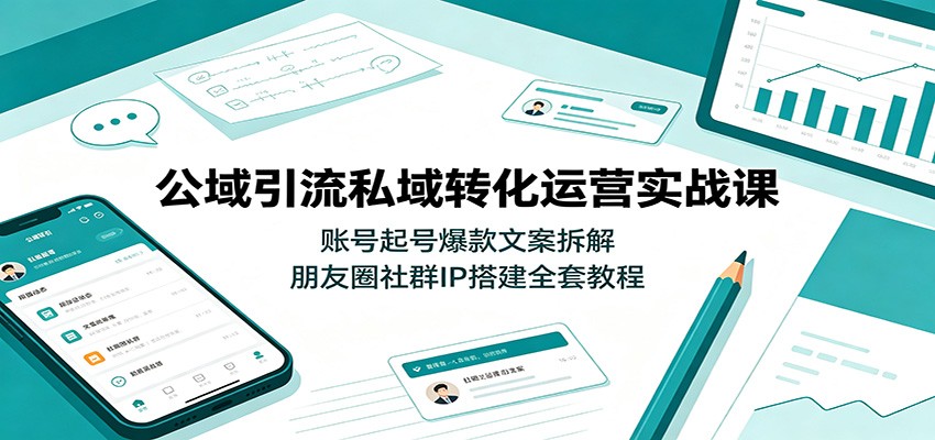 公域引流私域转化运营实战课：账号起号爆款文案拆解，朋友圈社群IP搭建全套教程-海淘下载站