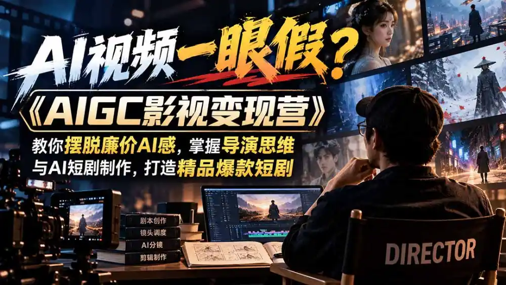 【无水印】AI视频一眼假？《AIGC影视变现营》教你摆脱廉价AI感，掌握导演思维与AI短剧制作，打造精品爆款短剧-海淘下载站