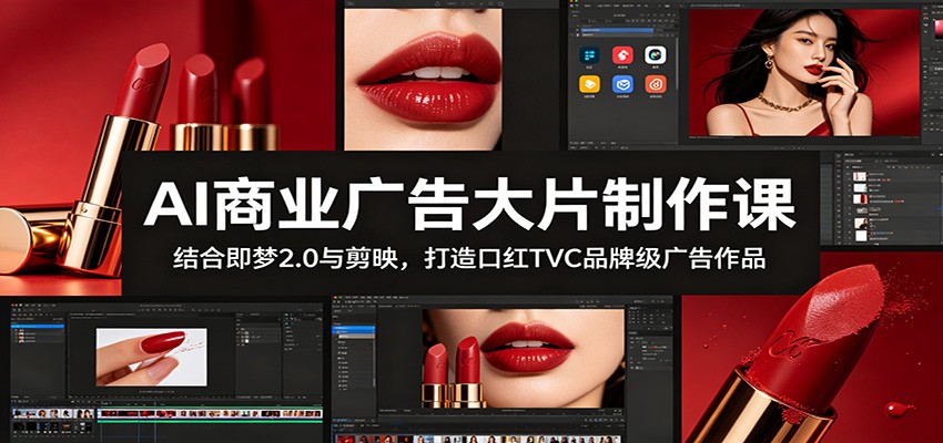 AI商业广告大片制作课：结合即梦2.0与剪映，打造口红TVC品牌级广告作品-海淘下载站