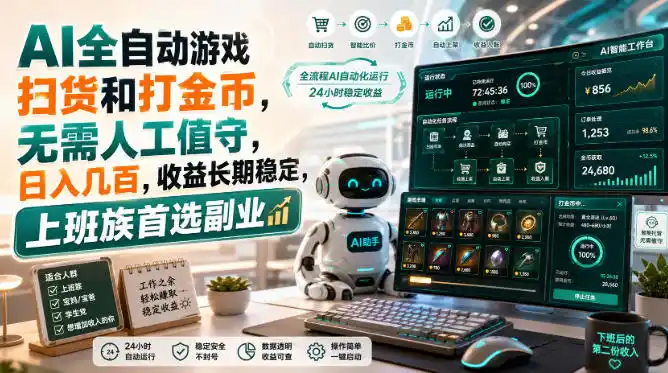AI全自动游戏皮肤扫货和打金币，日入几百，内部方法大揭秘，0门槛！-海淘下载站