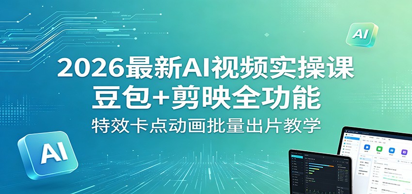 2026最新AI视频实操课：豆包+剪映全功能，特效卡点动画批量出片教学-海淘下载站