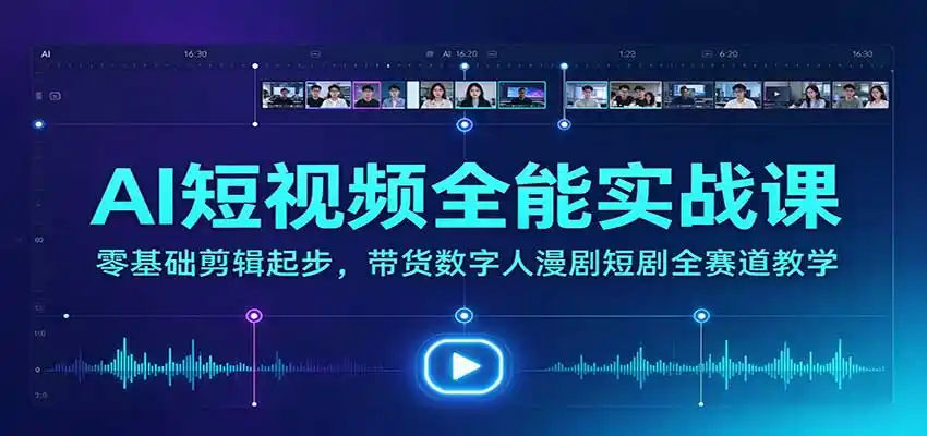 AI短视频全能实战课:零基础剪辑起步,带货数字人漫剧短剧全赛道教学-海淘下载站