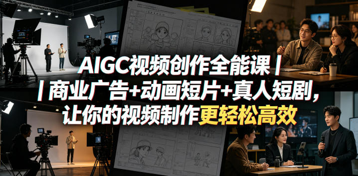 AIGC视频创作全能课｜商业广告+动画短片+真人短剧，让你的视频制作更轻松高效-海淘下载站