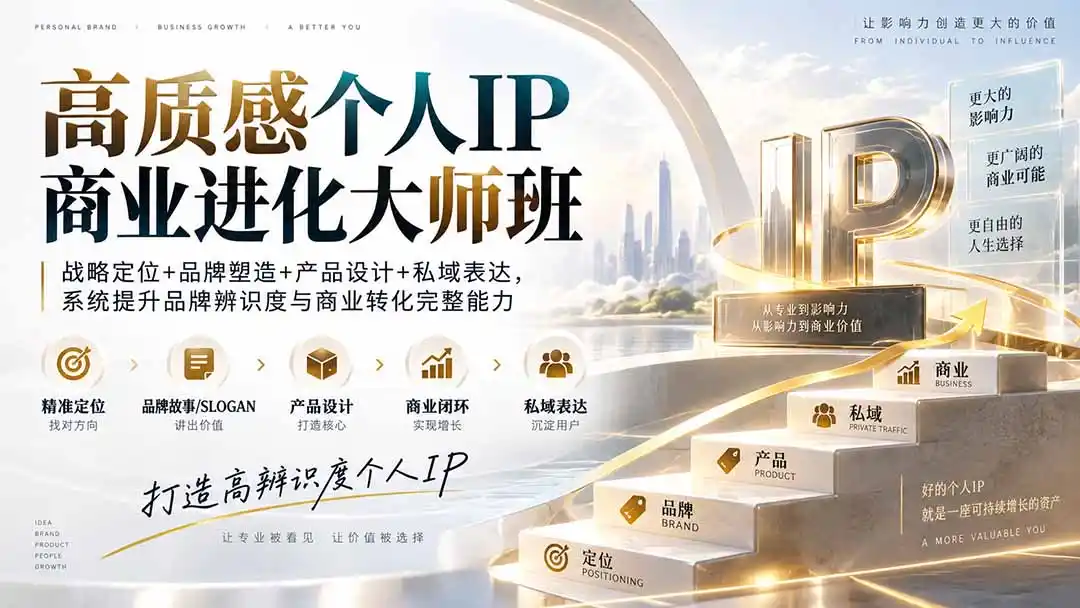 高质感个人IP商业进化大师班：战略定位+品牌塑造+产品设计+私域表达，系统提升品牌辨识度与商业转化完整能力-海淘下载站