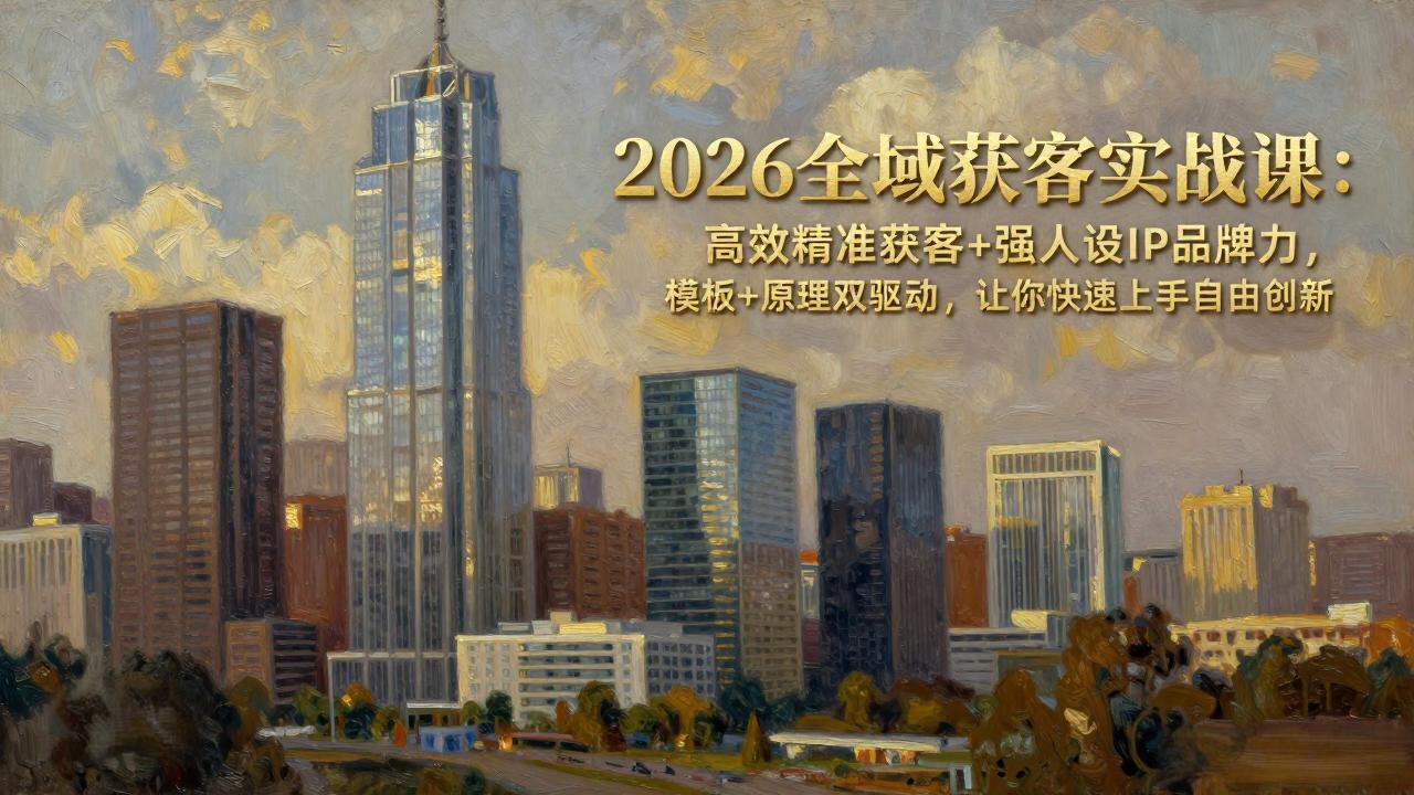2026全域获客实战课：高效精准获客+强人设IP品牌力，模板+原理双驱动，让你快速上手自由创新-海淘下载站