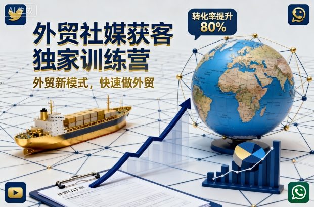 外贸社媒获客独家训练营，外贸新模式，快速做外贸(更新26年4月)-海淘下载站