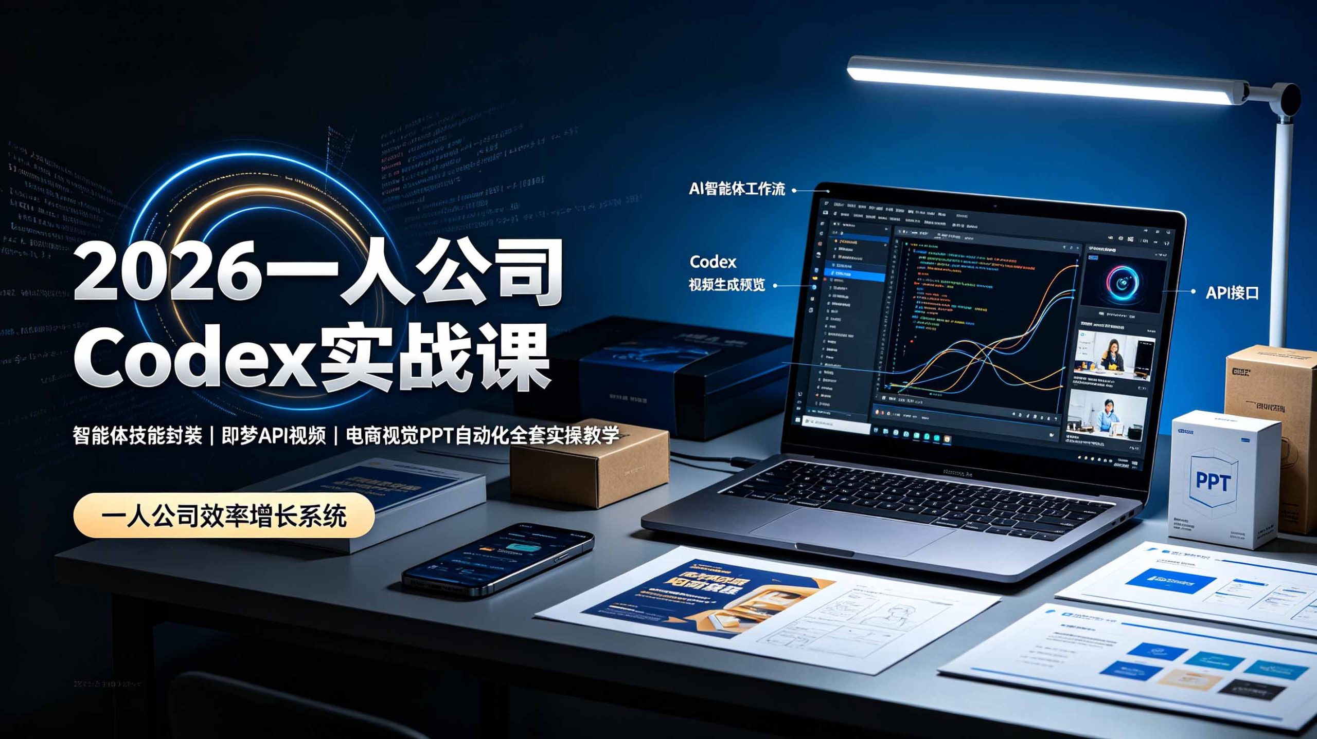 2026一人公司Codex实战课◆智能体技能封装|即梦API视频|电商视觉PPT自动化全套实操教学-海淘下载站