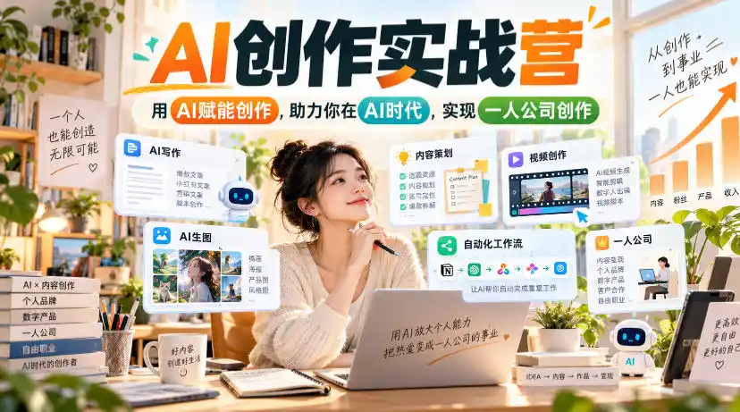 AI创作实战营,用AI赋能创作,助力你在AI时代,实现一人公司创作(更新)-海淘下载站