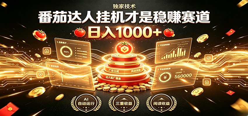 别再瞎找副业！番茄达人挂机才是稳赚赛道 日入1000+-海淘下载站