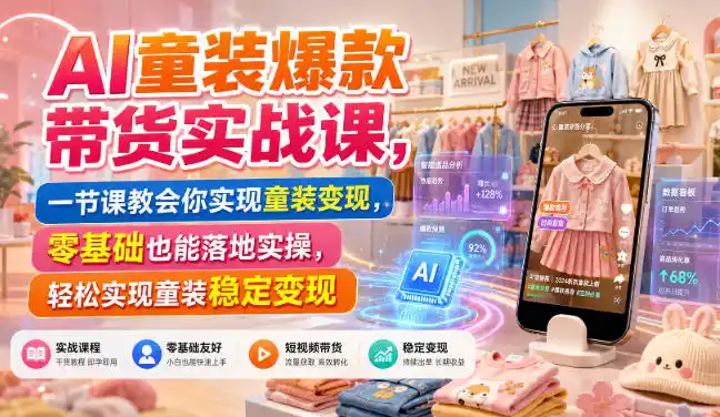 AI童装爆款带货实战课，一节课教会你实现童装变现，零基础也能落地实操-海淘下载站