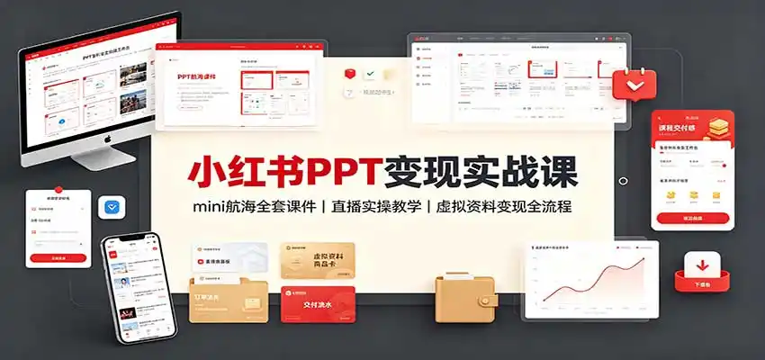 小红书PPT变现实战课：mini航海全套课件+直播实操教学，虚拟资料变现全流程-海淘下载站