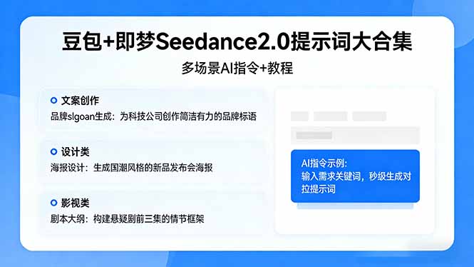 豆包+即梦Seedance2.0提示词大合集：多场景AI指令+教程，解锁文案、设计、影视高效创作-海淘下载站