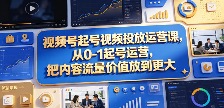 视频号起号视频投放运营课,从0-1起号运营,把内容流量价值放到更大-海淘下载站