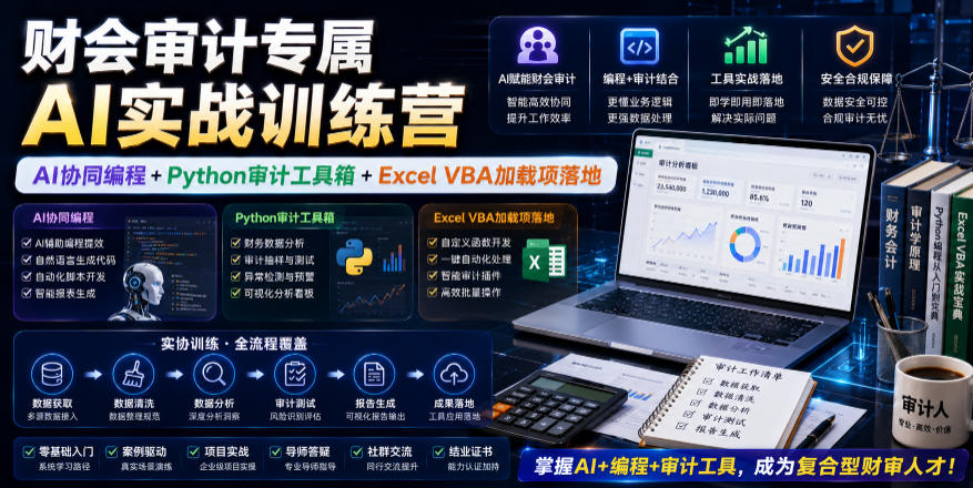 财会审计专属AI实战训练营|AI协同编程+Python审计工具箱+Excel VBA加载项落地(更新0816)-海淘下载站