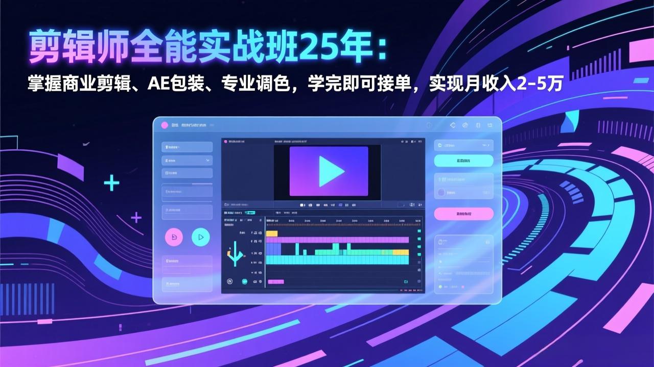 剪辑师全能实战班25年：掌握商业剪辑、AE包装、专业调色，学完即可接单，实现月收入2-5万-海淘下载站