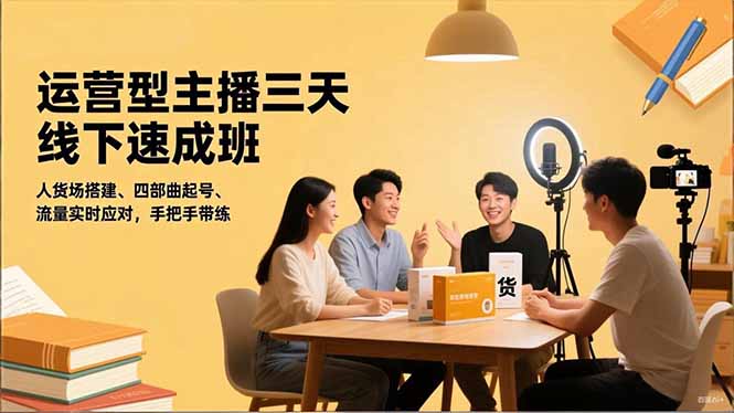 运营型主播三天线下班，人货场搭建,四部曲起号,流量实时应对，手把手带练-海淘下载站