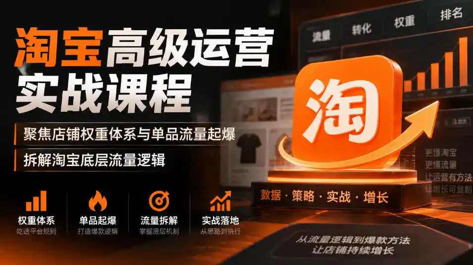淘宝高级运营实战课程,聚焦店铺权重体系与单品流量起爆,拆解淘宝底层流量逻辑-海淘下载站