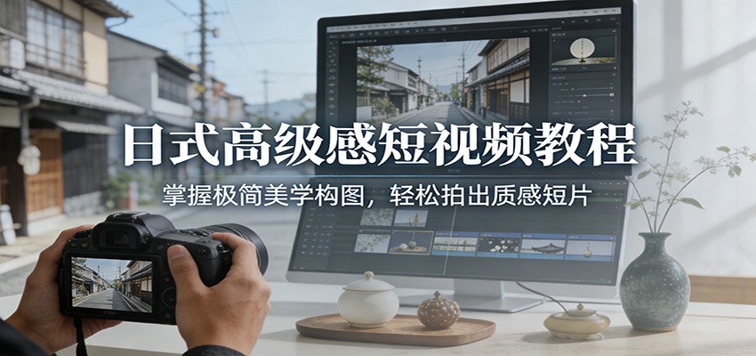 日式高级感短视频教程：掌握极简美学构图，轻松拍出质感短片-海淘下载站