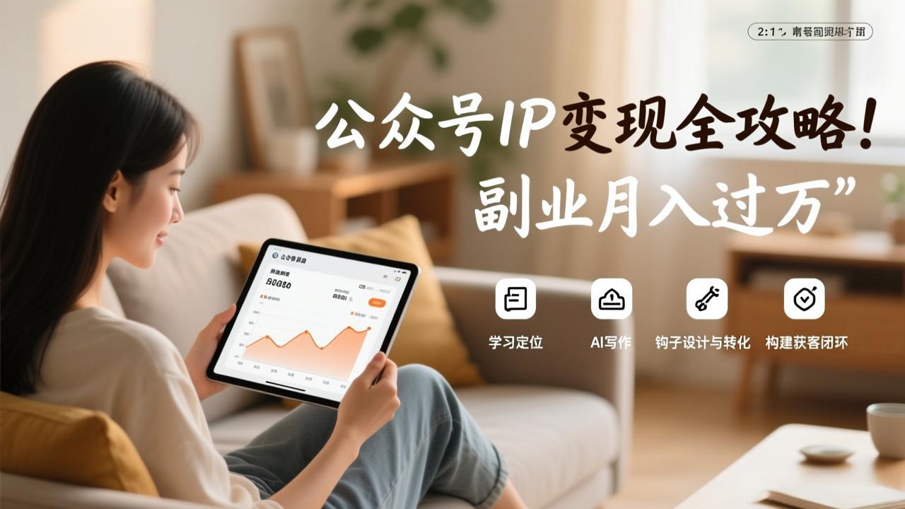 公众号IP变现全攻略,学习定位、AI写作、钩子设计与转化,构建获客闭环,副业月入过万-海淘下载站