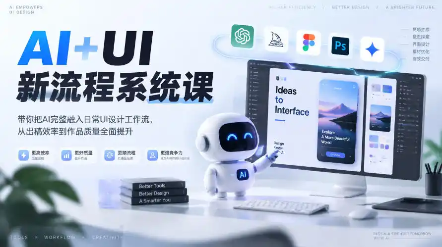 【无水印】AI+UI新流程系统课，带你把AI完整融入日常UI设计工作流，从出稿效率到作品质量全面提升(2026第4期)-海淘下载站