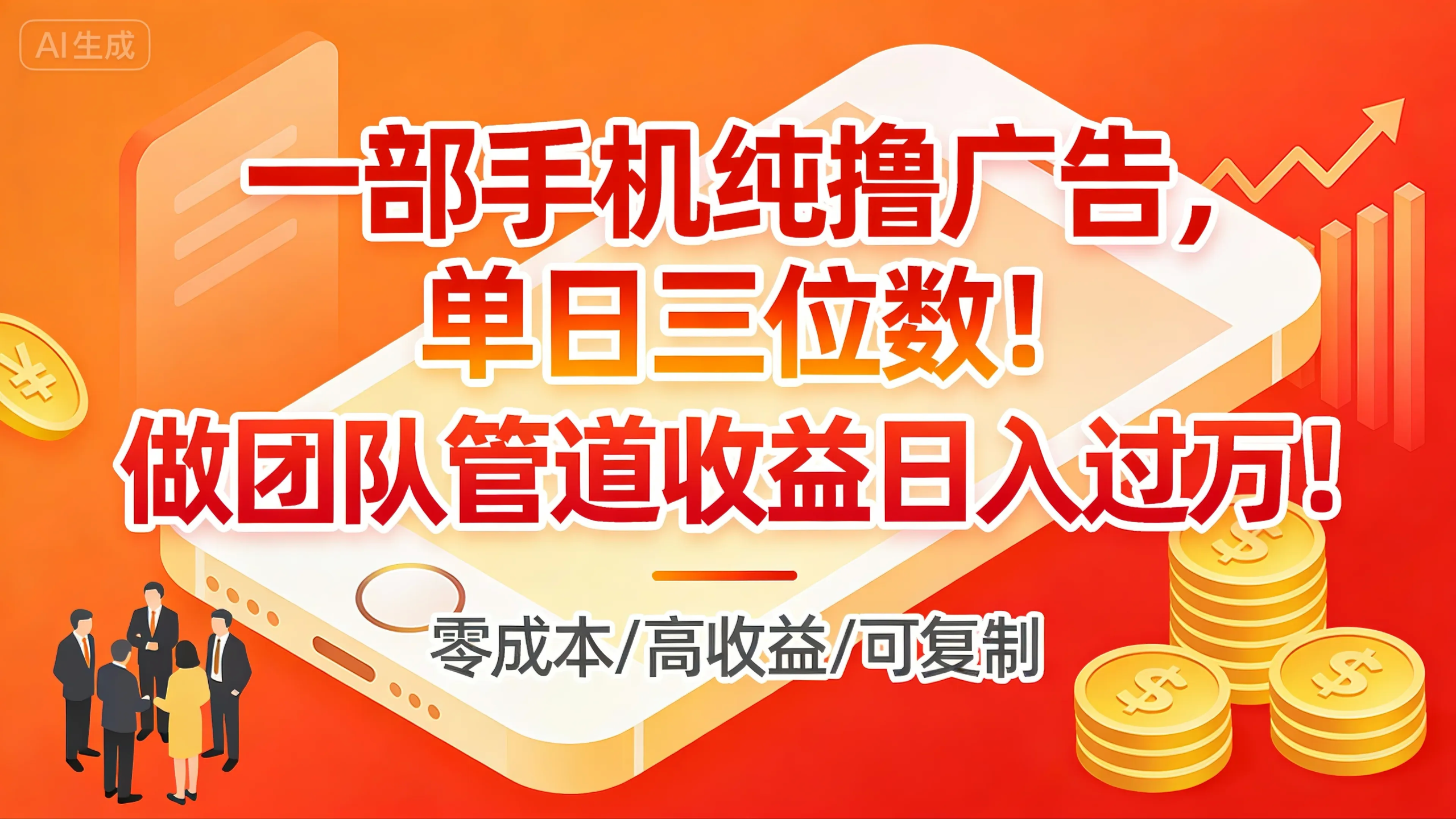 一部手机纯撸广告，单日三位数！做团队管道收益日入过万！-海淘下载站