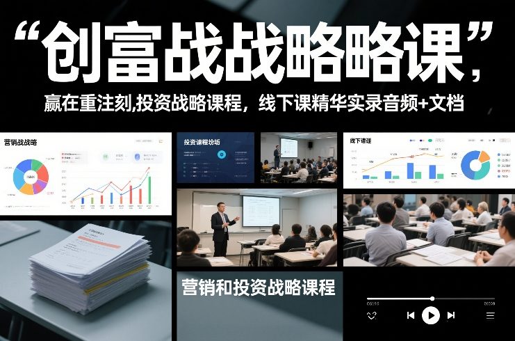 创富战略课，赢在重注时刻，营销和投资战略课程，线下课精华实录音频+文档-海淘下载站