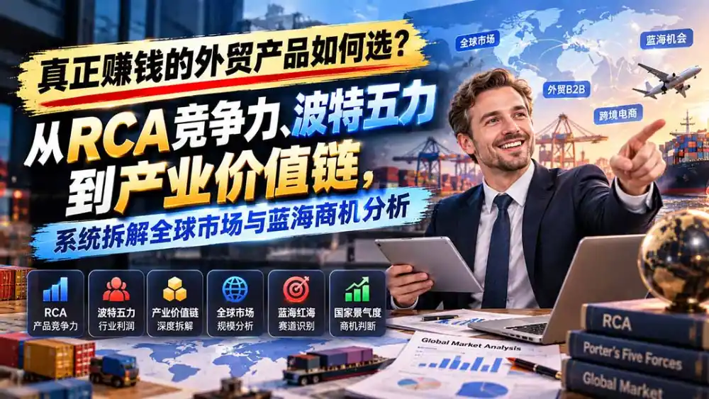 真正赚钱的外贸B2B产品如何选？从RCA竞争力、波特五力到产业价值链，系统拆解全球市场与蓝海商机分析-海淘下载站