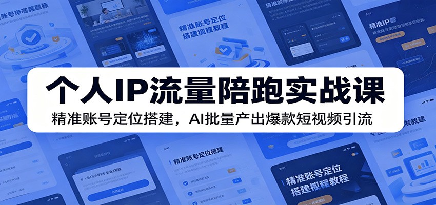 个人IP流量陪跑实战课:精准账号定位搭建,AI批量产出爆款短视频引流-海淘下载站