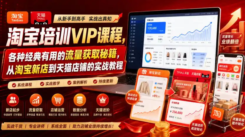 淘宝培训VIP课程,各种经典有用的流量获取秘籍,从淘宝新店到天猫店铺的实战教程(更新09月17日)-海淘下载站
