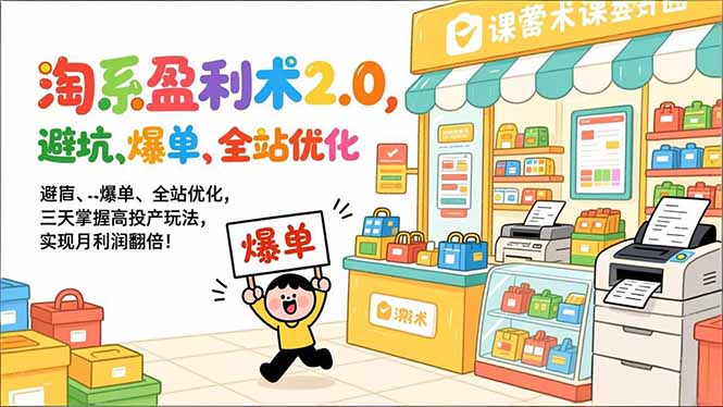 淘系盈利术2.0，避坑、爆单、全站优化，三天掌握高投产玩法，实现月利润翻倍！-海淘下载站