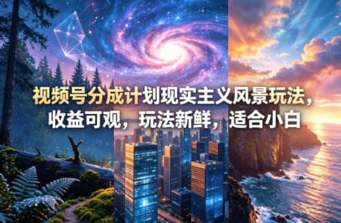 视频号分成计划现实主义风景玩法，收益可观，玩法新鲜，适合小白-海淘下载站