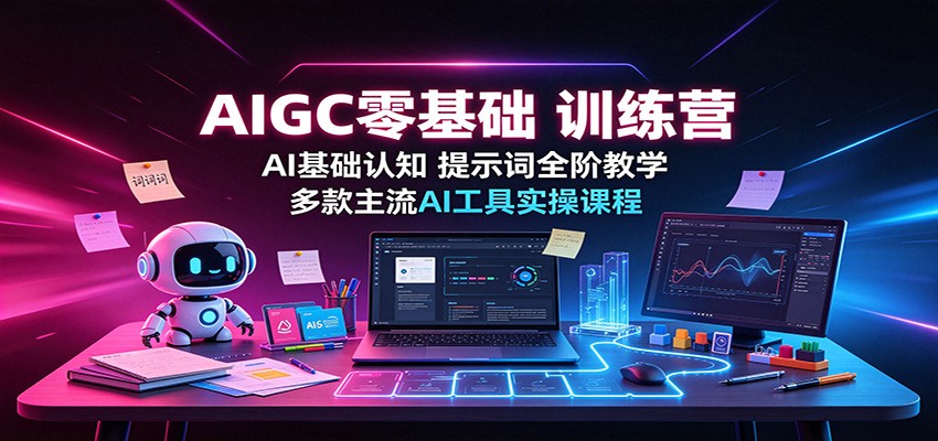 AIGC零基础训练营：AI基础认知，提示词全阶教学，多款主流AI工具实操课程-海淘下载站