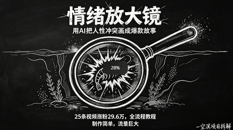 AI制作“情绪放大镜“视频，25条视频涨粉29.6W粉，流量巨大，制作简单，全流程教程-海淘下载站