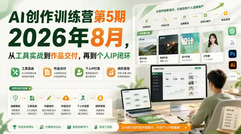 AI创作训练营第5期2026年8月，从工具实战到作品交付，再到个人IP闭环(更新0910)-海淘下载站