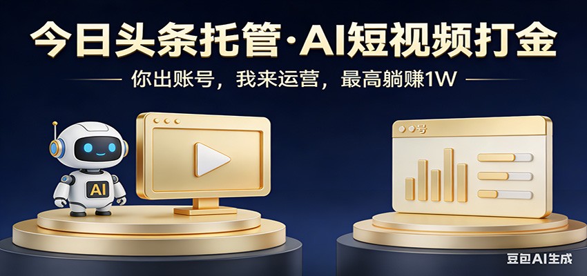 头条号AI托管，我提供作品，你提供账号，每天5分钟发布，小白躺赚3000+-海淘下载站