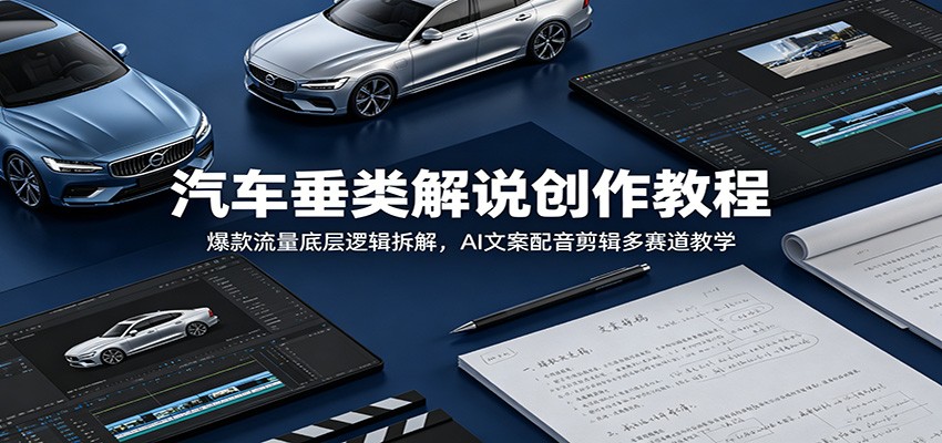 汽车垂类解说创作教程：爆款流量底层逻辑拆解，AI文案配音剪辑多赛道教学-海淘下载站