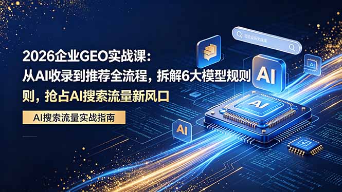 2026 企业GEO实战课：从AI收录到推荐全流程，拆解6大模型规则，抢占 AI 搜索流量新风口-海淘下载站