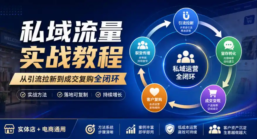 私域流量实战教程，从引流拉新到成交复购全闭环，实体店电商通用-海淘下载站
