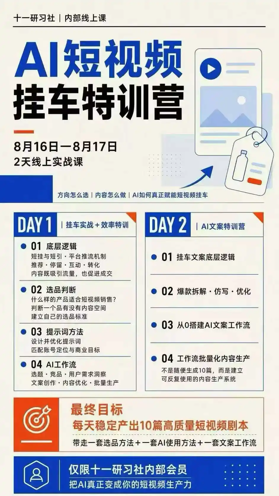 某社群8月16-17号线上课,AI短视频挂车特训营+AI文案特训,把AI真正变成你的短视频生产力-海淘下载站