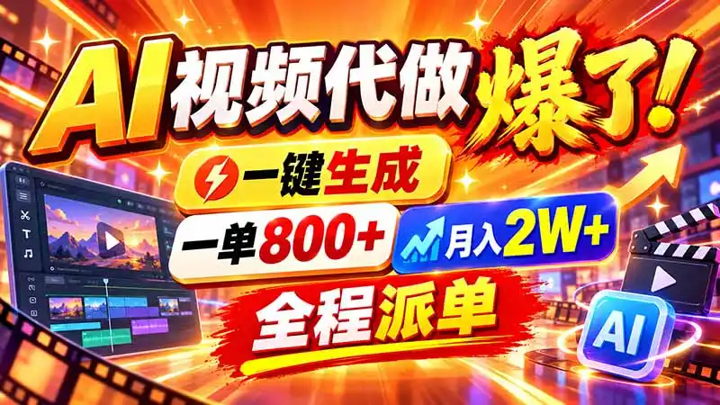 2026年底新赛道,AI视频代做一单800+,小白可做,告别打工-海淘下载站