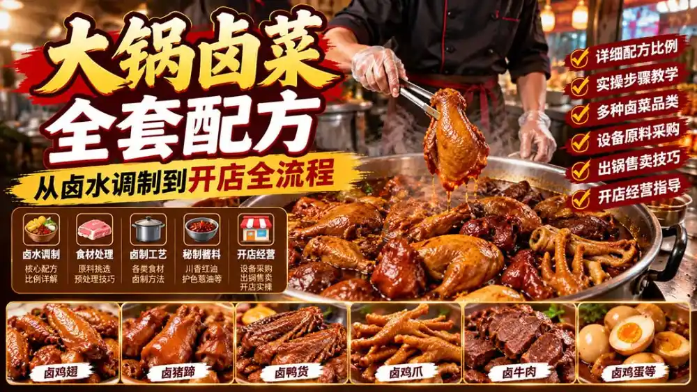 大锅卤菜全套配方，从卤水调制到开店全流程，感觉学会了去摆摊也不错-海淘下载站