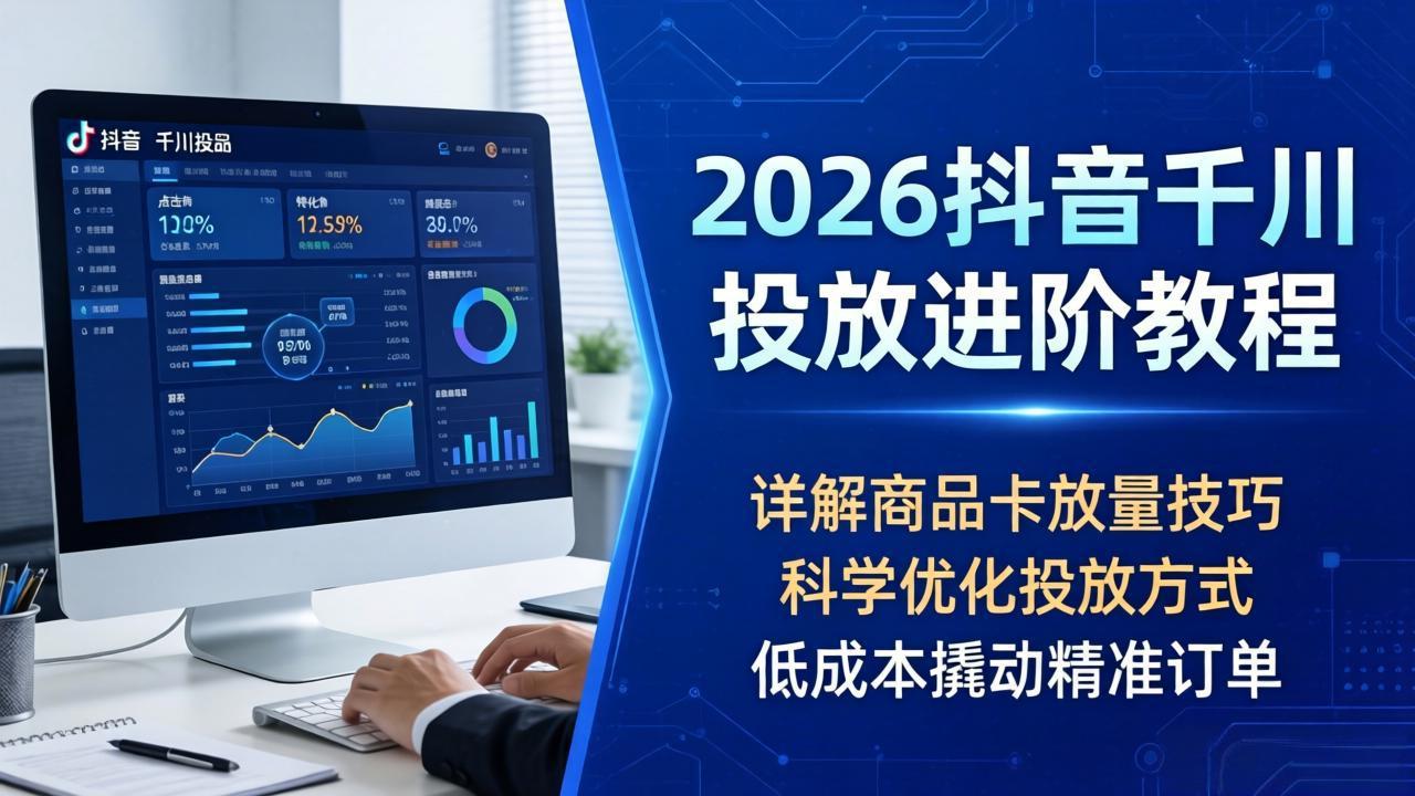 2026抖音千川投放进阶教程，详解商品卡放量技巧，科学优化投放方式，低成本撬动精准订单-海淘下载站