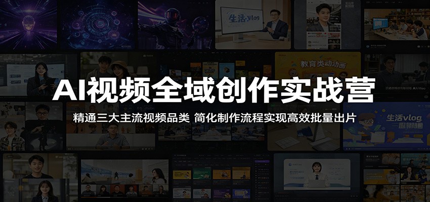 AI视频全域创作实战营：精通三大主流视频品类，简化制作流程实现高效批量出片-海淘下载站