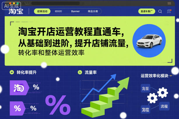 淘宝开店运营教程直通车,从基础到进阶,提升店铺流量,转化率和整体运营效率(更新26年3月)-海淘下载站