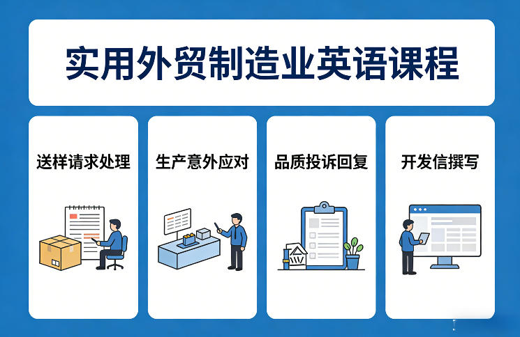 实用外贸制造业英语课程，教你专业处理送样请求、应对生产意外、回复品质投诉、撰写开发信等-海淘下载站