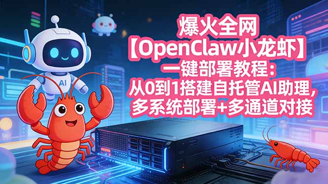 爆火全网【OpenClaw 小龙虾】一键部署教程：从0到1搭建自托管AI助理，多系统部署+多通道对接-海淘下载站