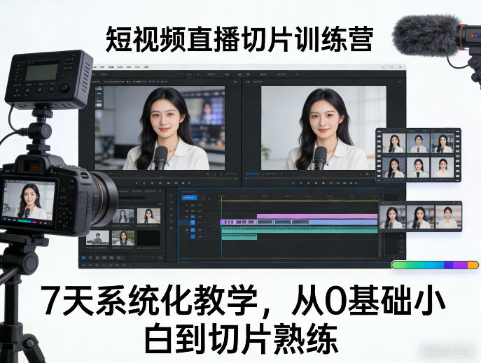 短视频直播切片训练营，7天系统化教学，从0基础小白到切片熟练-海淘下载站