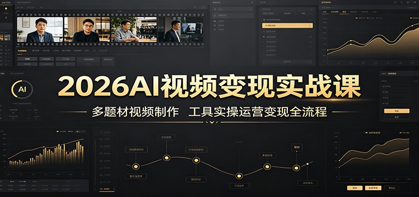 2026AI视频变现实战课：多题材视频制作，工具实操运营变现全流程-海淘下载站